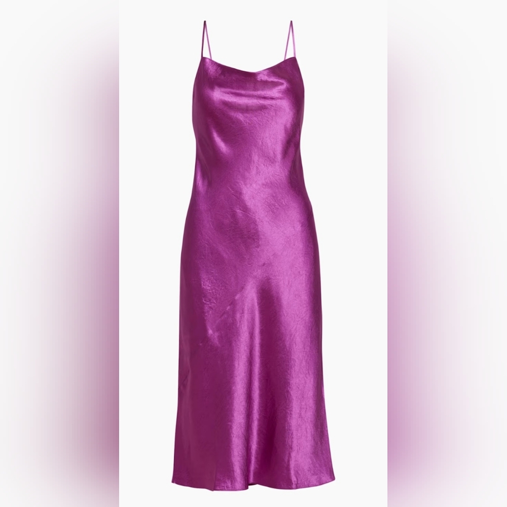 Aritzia Babaton Model Satin Midi Dress Cowl Neck Ube Purple M